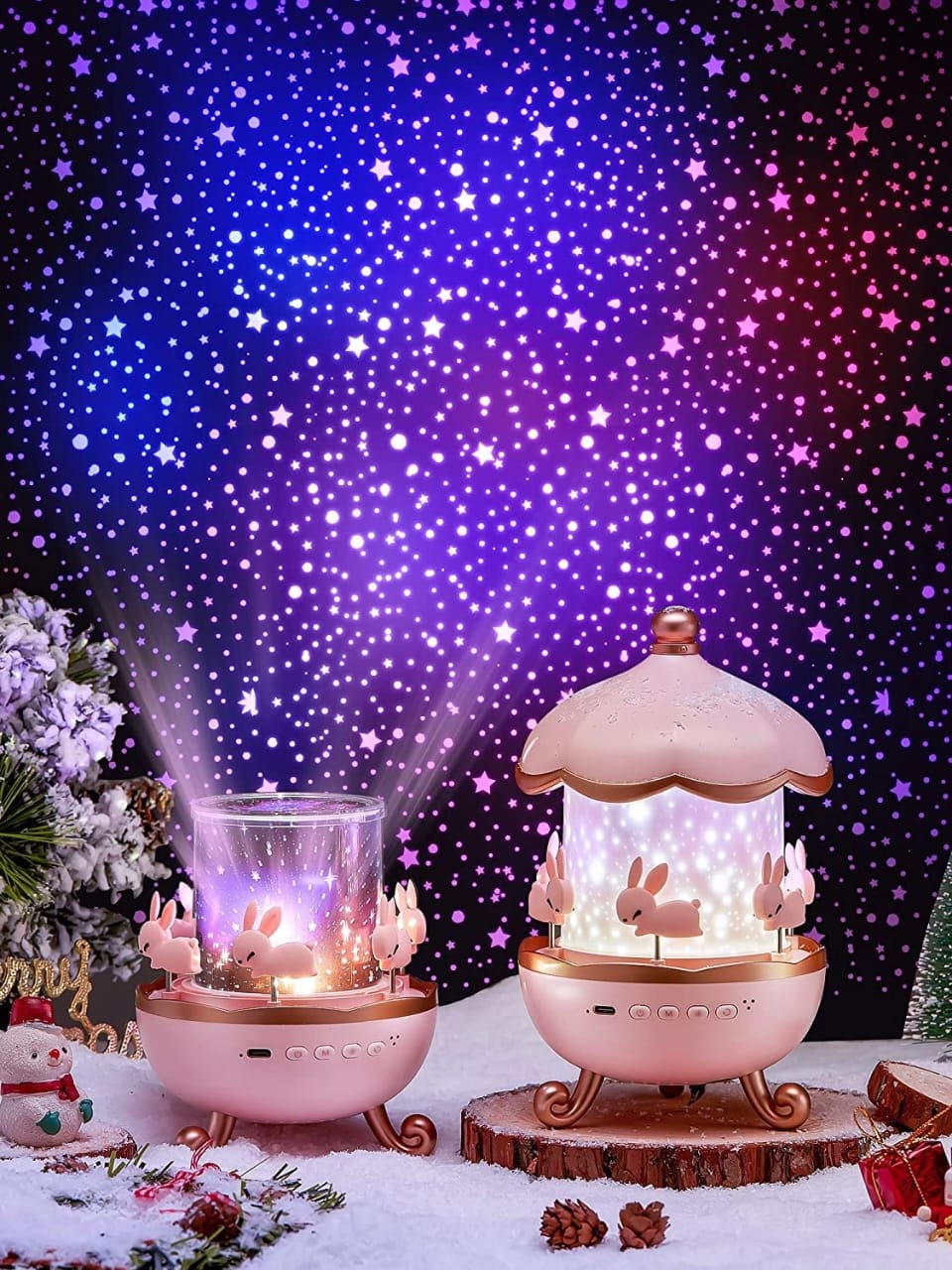 Children's Rabbit Galaxy Night Light - Starry Sky Projector, 360° Rotation, LED, USB, 6 Films, 5 Colors - Image 5