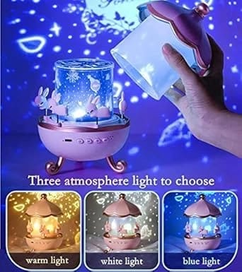 Children's Rabbit Galaxy Night Light - Starry Sky Projector, 360° Rotation, LED, USB, 6 Films, 5 Colors - Image 4