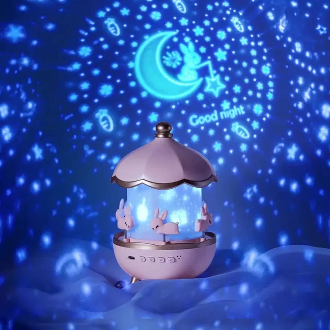 Children's Rabbit Galaxy Night Light - Starry Sky Projector, 360° Rotation, LED, USB, 6 Films, 5 Colors - Image 2