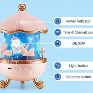 Children's Rabbit Galaxy Night Light - Starry Sky Projector, 360° Rotation, LED, USB, 6 Films, 5 Colors