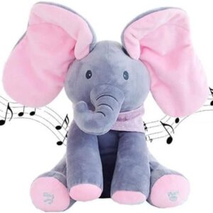 Peek A Boo Elephant Toy – Interactive Musical Plush Elephant with Moving Ears & Singing Voice | Soft Cuddly Toy for Babies, Toddlers & Kids
