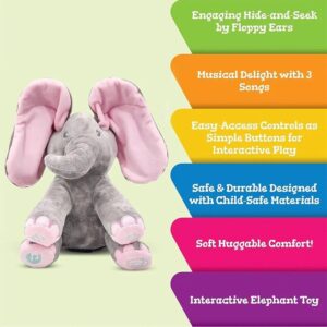 Peek A Boo Elephant Toy – Interactive Musical Plush Elephant with Moving Ears & Singing Voice | Soft Cuddly Toy for Babies, Toddlers & Kids