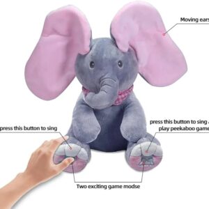 Peek A Boo Elephant Toy – Interactive Musical Plush Elephant with Moving Ears & Singing Voice | Soft Cuddly Toy for Babies, Toddlers & Kids