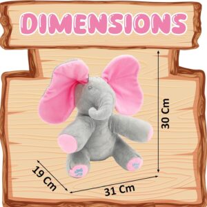 Peek A Boo Elephant Toy – Interactive Musical Plush Elephant with Moving Ears & Singing Voice | Soft Cuddly Toy for Babies, Toddlers & Kids