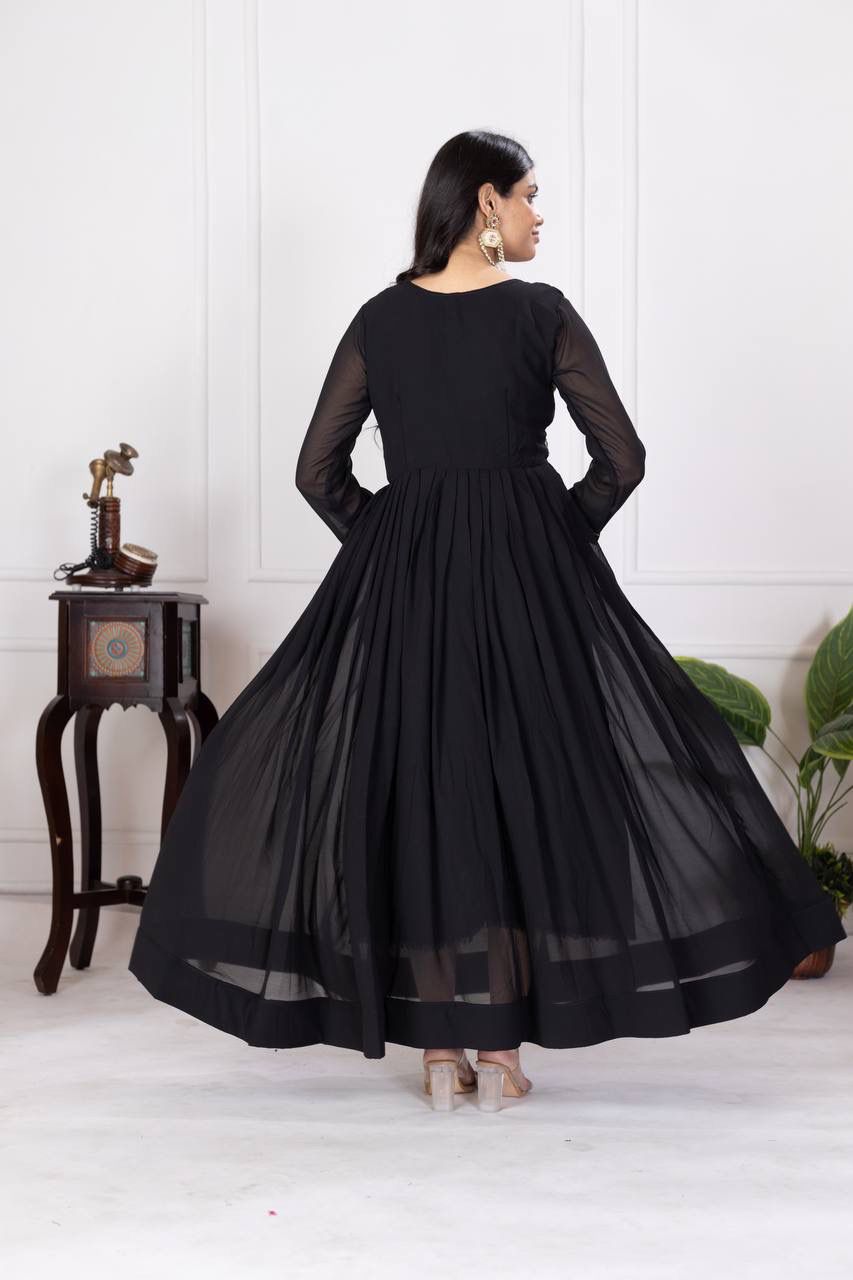 Designer Faux Georgette Gown – Zari & Sequins Embroidery - Image 7