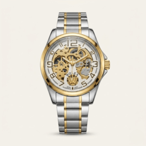 Rolex Men’s Automatic Watch – Skeleton Open Back Golden Edition