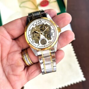 Rolex Men’s Automatic Watch – Skeleton Open Back Golden Edition