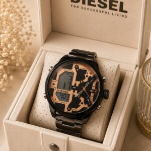 Diesel Dual Time Crazy Edition Watch for Men – Bold Oversized Luxury Collection