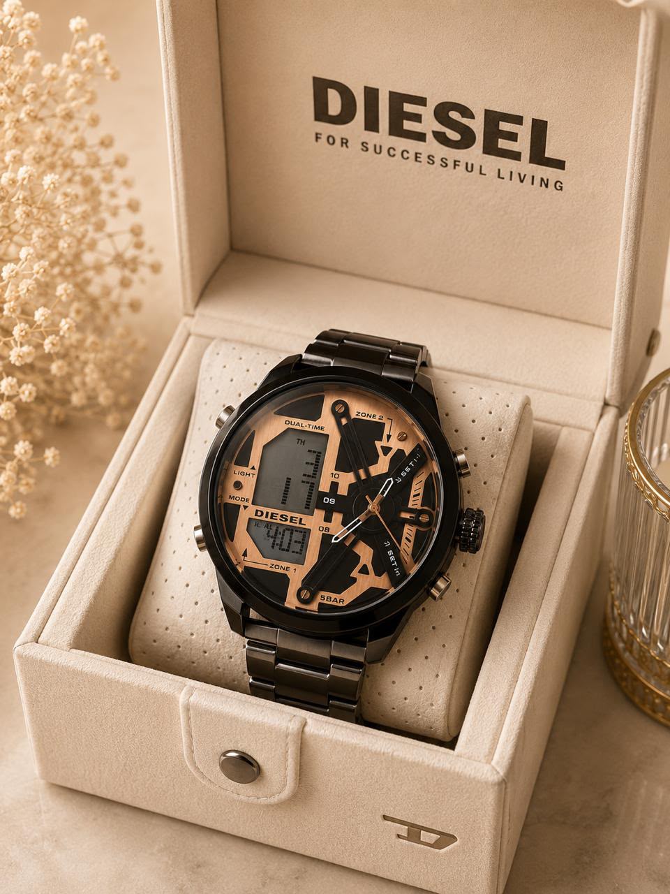 Diesel Dual Time Crazy Edition Watch for Men β Bold Oversized Luxury Collection - Image 3