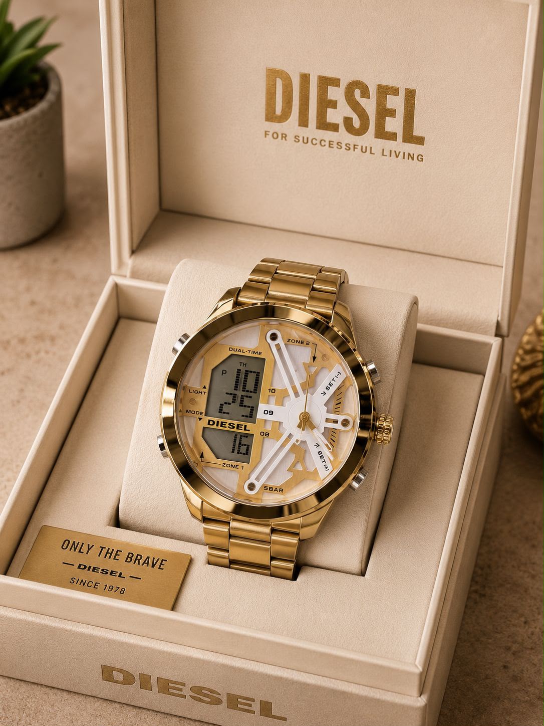 Diesel Dual Time Crazy Edition Watch for Men β Bold Oversized Luxury Collection