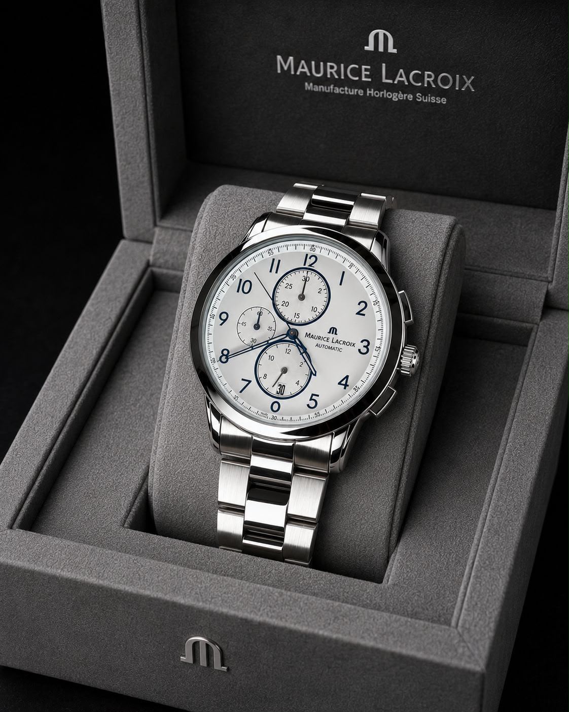 Maurice Lacroix Aikon White Dial Chronograph Watch for Men - Image 2