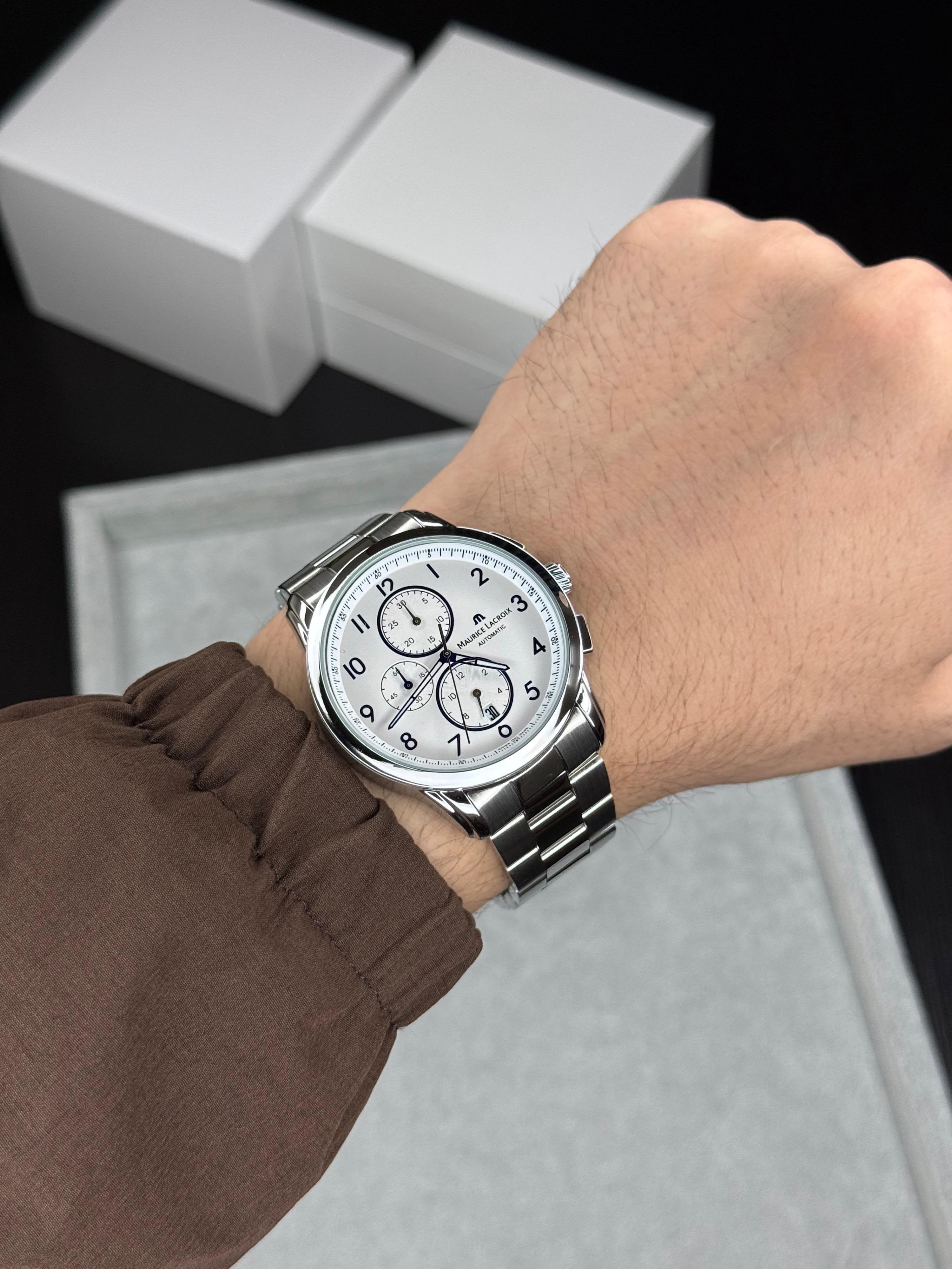 Maurice Lacroix Aikon White Dial Chronograph Watch for Men