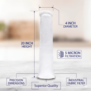 Lubay 5 Micron Water Filter Bag (20" x 4") – Reusable Sediment Filter Cartridge for Overhead Water Tanks & 20-Inch Big Blue Filter Housings