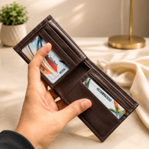 BMW Premium Men’s Leather Wallet Combo – 2 Pcs | Buy 1 Get 1 Free | 5 Card Slots & Zipper Coin Pocket