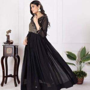 Designer Faux Georgette Gown – Zari & Sequins Embroidery